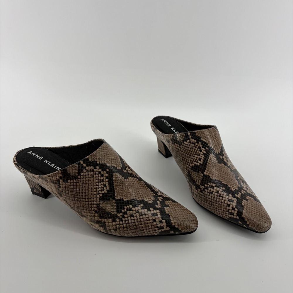 Anne Klein iFlex Snakeskin Pointed Toe Mule Heels Women's Size 7.5